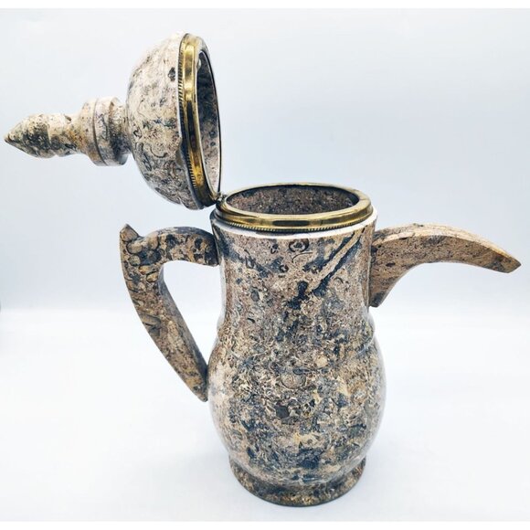 Coffee Teapot Set Stone Vintage Arabic 6 Cups One Additional Cup Heavy Drinkware - Picture 13 of 16